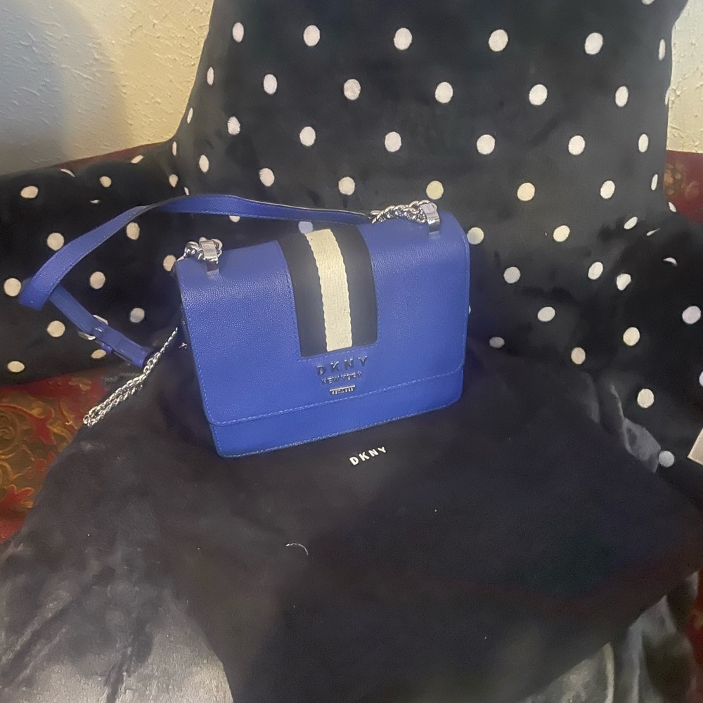DKNY Royal Blue Crossbody Bag with Silver Accents